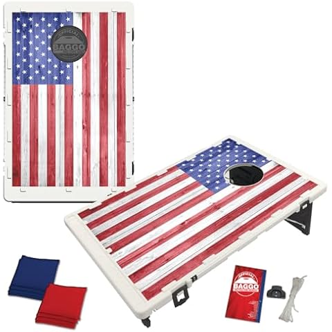 American USA Wood Texture Flag Bag Toss Game by BAGGO Cover