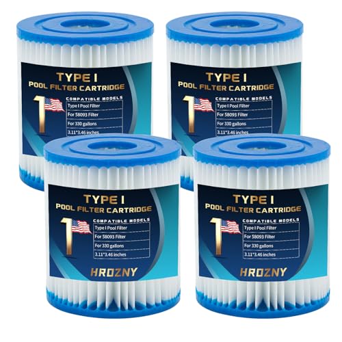 Hrozny Type I Pool Filter Cartridge 3.46 x 3.11 Replacement for 58093 58381 58511E 300/330 GPH Filter Pumps.(4 Pack)