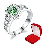 Anel de Formatura Prata 925 Banhado profissão com Nota Fiscal e caixinha (Verde Turmalina, 17)