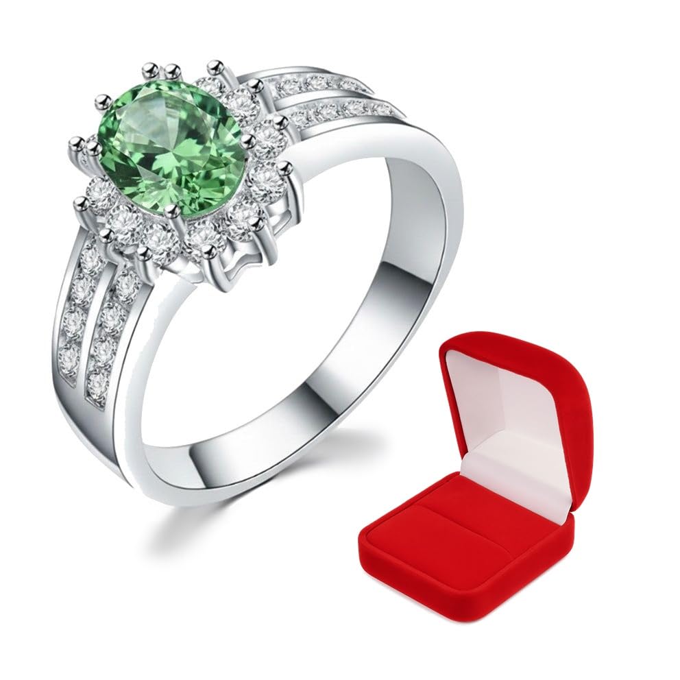 Anel de Formatura Prata 925 Banhado profissão com Nota Fiscal e caixinha (Verde Turmalina, 17)