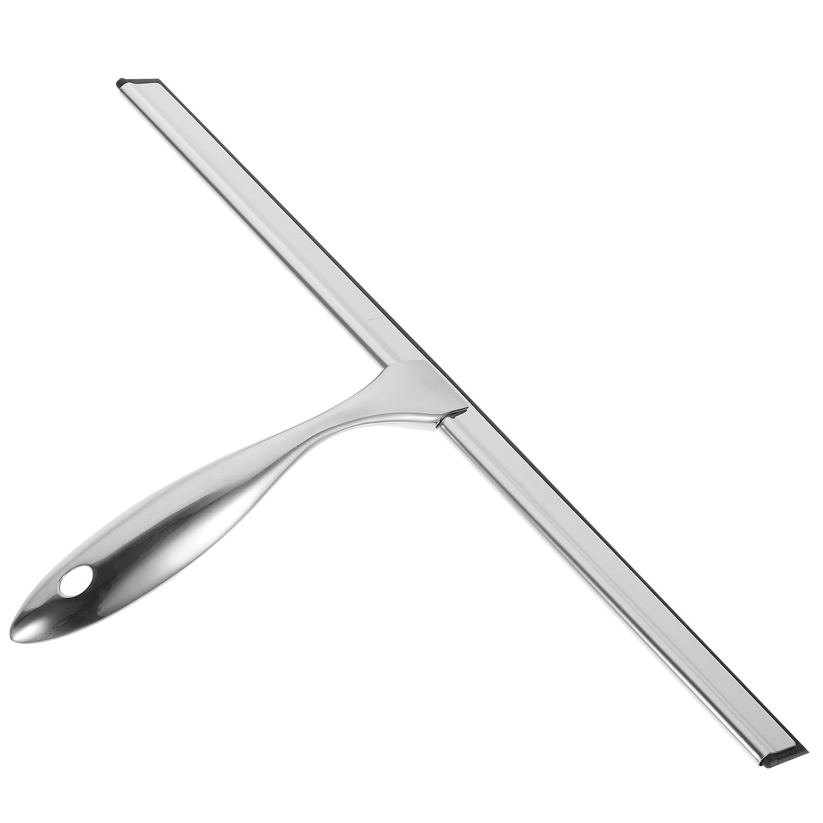 Stainless Steel Shower Door Squeegee 14-Inch Blade Nail-Free Adhesive Hook Window Cleaning Tool for Bathroom Glass and Car Windows