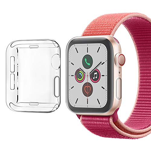 Qoosea for Apple Watch Series 6 / SE/Watch Edition Series 5 / Watch Series 5 Aluminum 40mm Version All-Around Crystal Clear Scratch Proof Transparent TPU Protective Cover Ultra-Thin Soft Gel Case