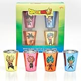 Dragon Ball Super Multicolor metallic finish Shot Glass Set of 4, 1.5 oz approx.