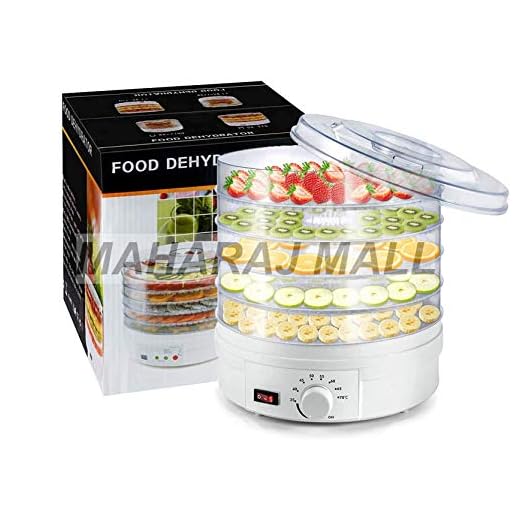 Maharaj Mall Plastic Electric Countertop Food Dehydrator, Preserver Jerky Maker (White)
