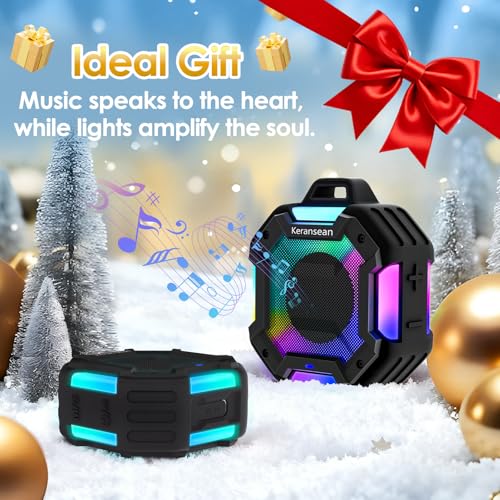 Bluetooth Shower Speaker, Portable Bluetooth Speakers IPX7 Waterproof Shower Speaker Wireless, Outdoor Speaker with Lights, TWS Stereo Pairing for Paddle Board/Beach/Pool/stocking stuffers, Black - Image 4