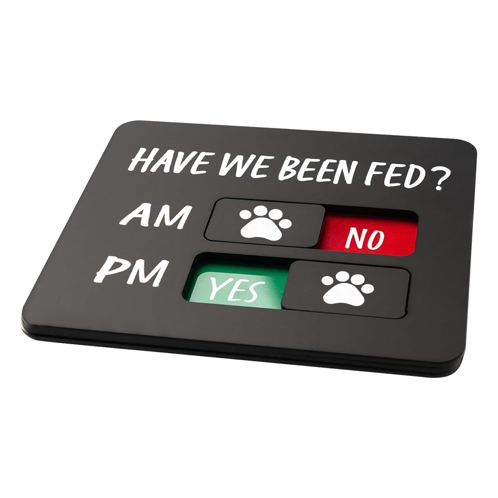 Dog Feeding Sign - Prevent Overfeeding AM/PM Chart Slide Indicator Reminder Design Magnetic Back + Adhesive Strip Synthetic Material Protector | K