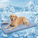 Queenmore Large Dog Cooling Mat for Dog, Portable Flat Pet Bed for Dogs and Cats, Non-Slip Summer Pet Sleeping Mat, Machine Washable, Dogs Cooling Pad Indoor (Blue Diamond, XLarge(43' x 31'))