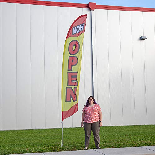 Vispronet - Now Open Feather Flag Kits - 13.5Ft Flag Complete With Pole Set And Ground Stake (Yellow) Businesses, Storefronts, Sales - Printed In The Usa #TOP3