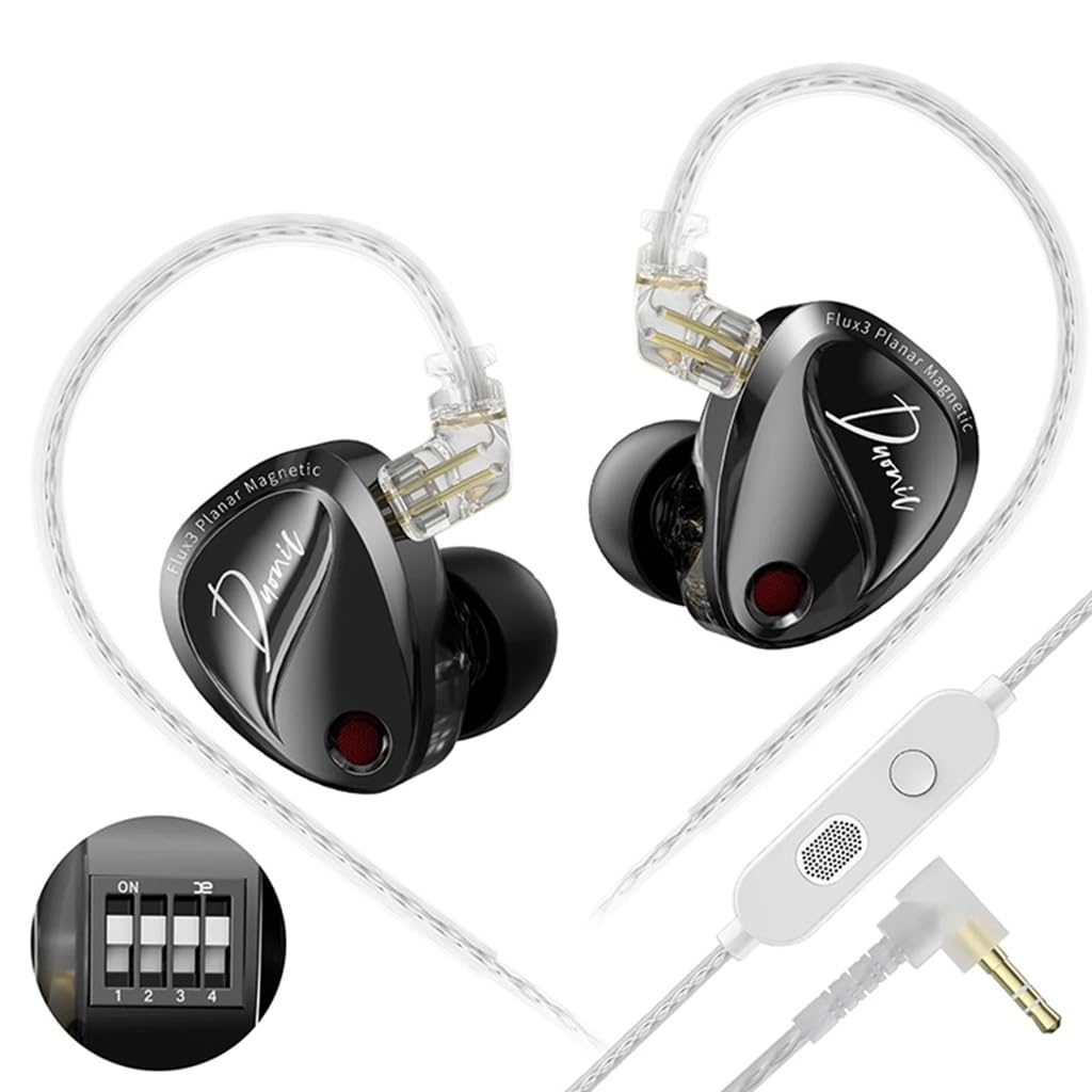 KZ Duonic Hybrid Planar Magnetic in-Ear Monitor, 3X Flux3 8mm Planar + 8mm Super-Linear Dynamic Driver, Bass Improved Switch Version, Black Shell with HD Dual-Mic 3.5mm Cable-image-26