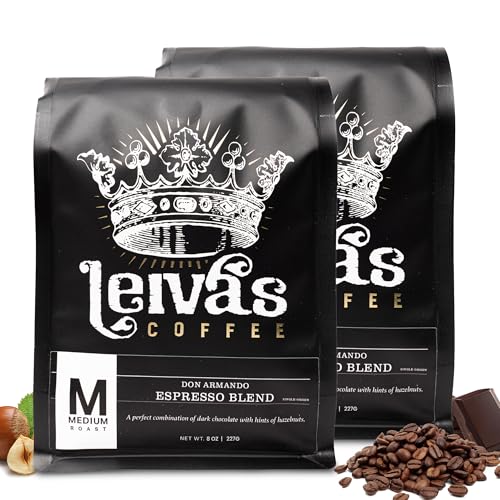 Leiva’s Medium Roast Espresso Beans (8oz), Roasted to Order, Micro-Lot Guatemalan Beans – Don Armando Espresso Coffee Bean w/Chocolate, Citrus & Hazelnut Notes - Smooth, Low Acidity Roast (2 Pack)