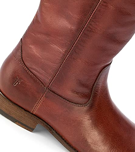 Image of Frye Melissa Button 2 Equestrian-Inspired Tall Boots for Women Made from Hard-Wearing Vintage Leather with Antique Silver Hardware and Leather Outsole - 15 inch Shaft Height, Redwood - 12 WS