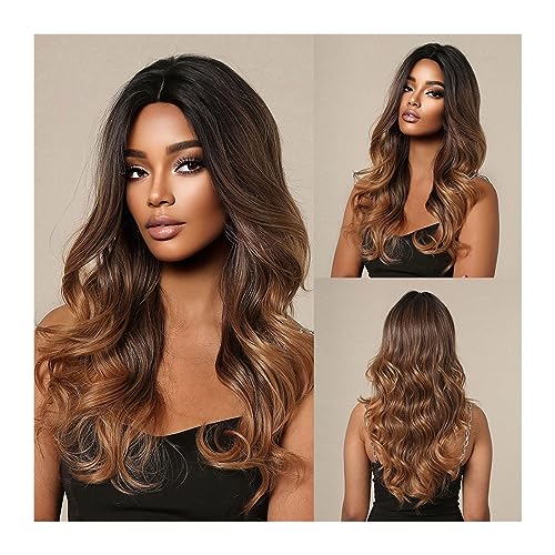 Perruque synthétique longue bouclée ombre blonde brune thermorésistante pour femme