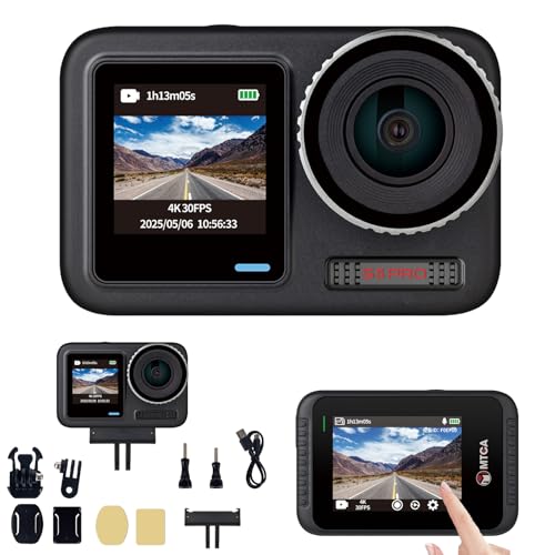 Image of Action Camera for Motorcycle - 4K /30fps Waterproof Sport Camera with Dual IPS Screen,5.9k Photo, Long Lasting 150min, Out Camera for Bike /Hiking /Ski /Travel /Climb /Cycling(Connect Phone via WiFi)