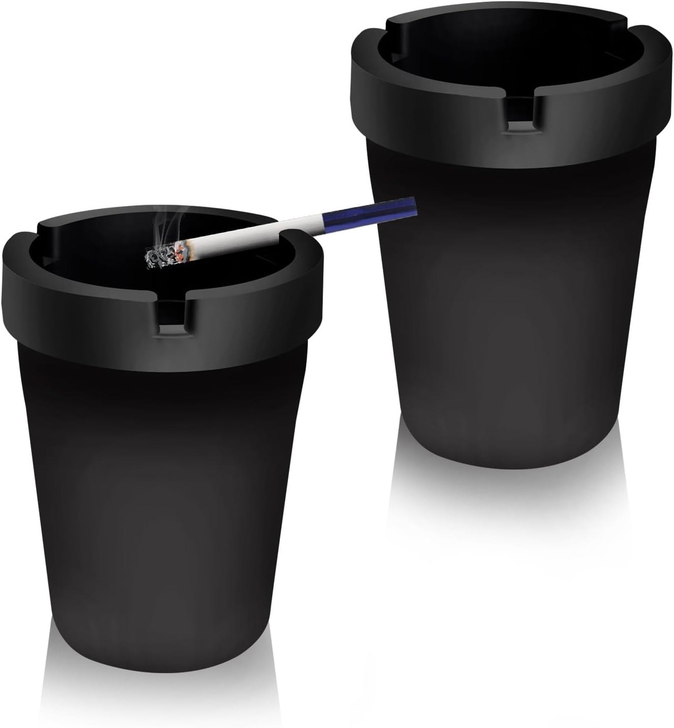 2PCS Smokeless Car Ashtray with Lid Smell Proof,Car Ashtrays for Cup Holder Smell Proof as Cars Trash Can,Portable Ash Tray for Cars Interior Accessories for Most Vehicles