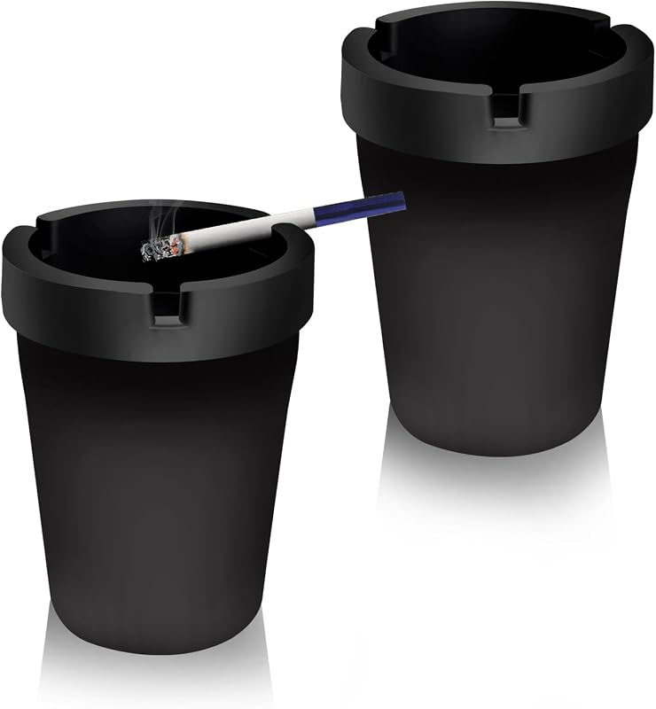 2PCS Smokeless Car Ashtray with Lid Smell Proof,Car Ashtrays for Cup Holder Smell Proof as Cars Trash Can,Portable Ash Tray for Cars Interior Accessories for Most Vehicles