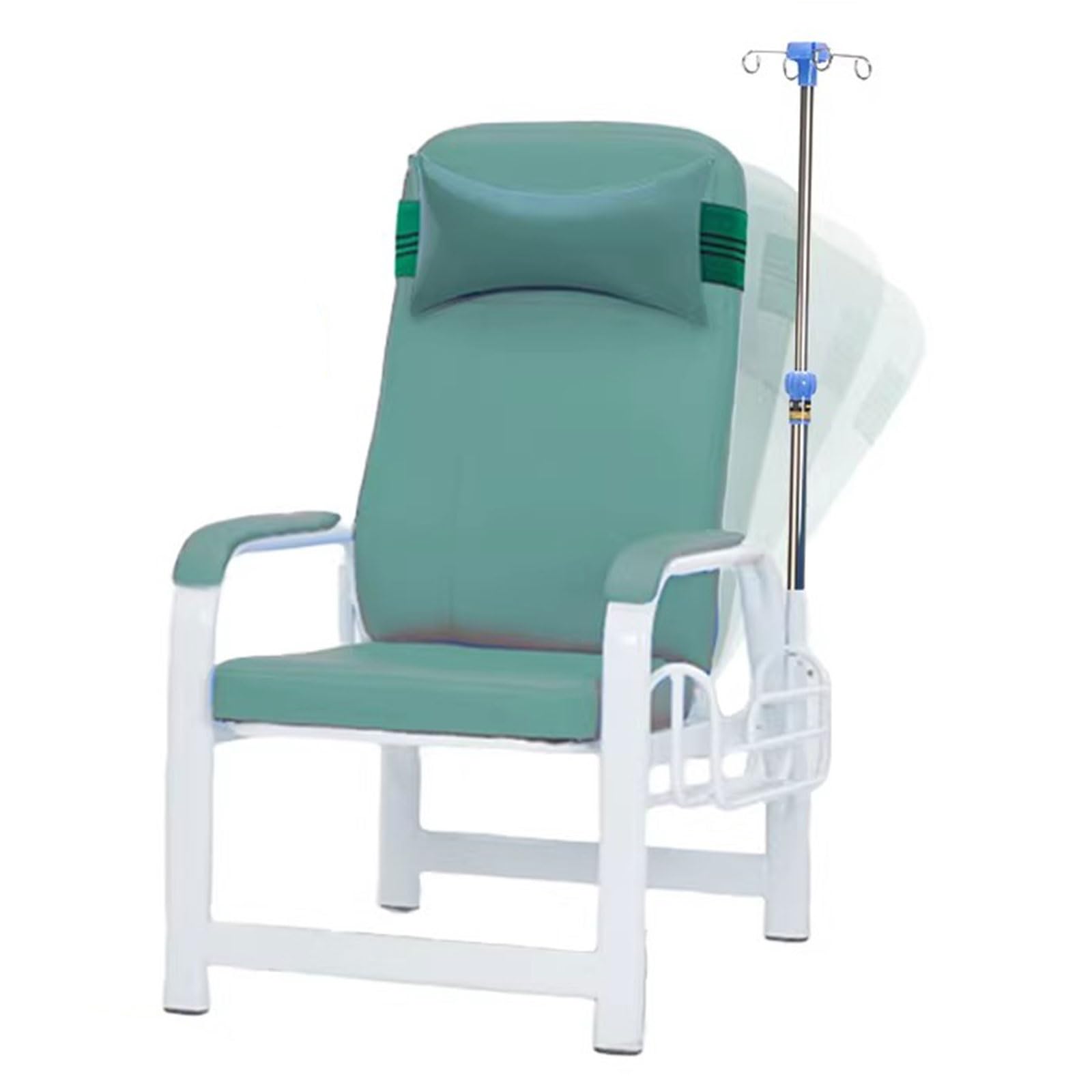 Fotele do Pobrań Krwi Dożylnych, Fotele Medyczne z Regulowanym Stojakiem na Kroplówki, do Szpitali, Klinik i Opieki Domowej(Green)