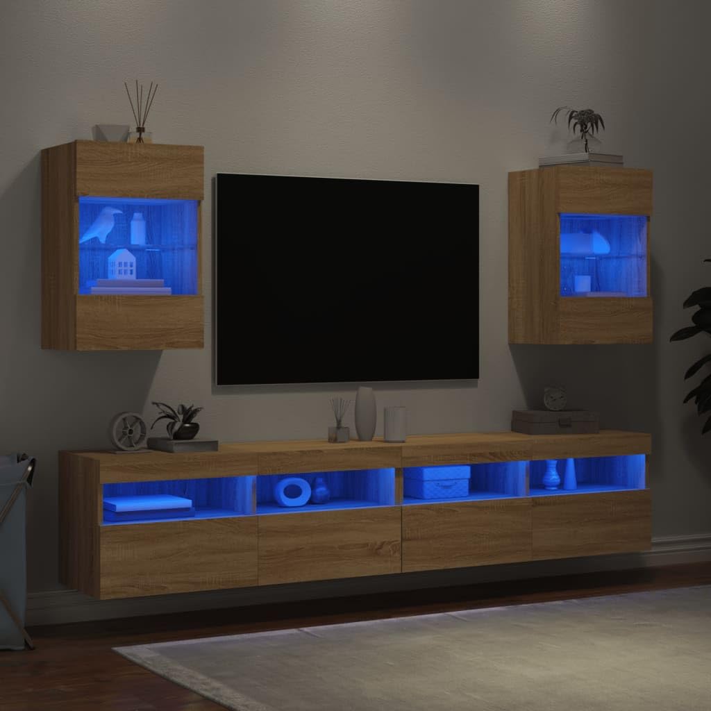 ShGaxin Meble do telewizora ściennego 2 szt. Dąb Sonoma 40x30x60,5 cm, stół telewizyjny, szafka telewizyjna, szafka telewizyjna, stół telewizyjny, meble do salonu, stół do salonu TV - 837083