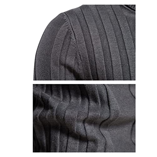 Dawwoti Pulôver básico masculino pulôver de malha gola alta cor sólida blusa executiva ajuste regula
