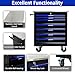RYH 4/5/6/7 Drawers Rolling Tool Chest -Heavy Duty Mobile Metal Tool Box with Locking Wheels, with Stainless Steel Worktop, Garage Tool Storage Cabinet (Black-Blue, 7-Drawers 30.7