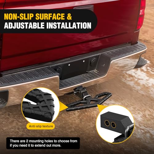 Image of Nilight Tow Hitch Step for 2 Inch Receiver Heavy Duty Steel Universal Rear Bumper Guard Wide Non Slip Trailer Hitch Step Bar with Anti Rattle Stabilizer and 5 /8 inch Pin Clip Fits Pickup Truck SUV Van