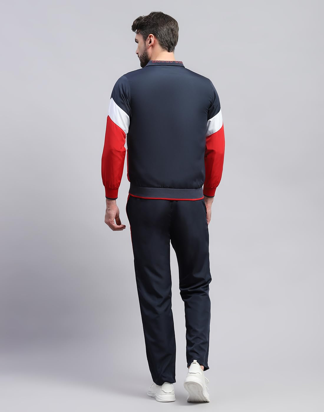 Monte Carlo Mens Solid Navy Blue Band Collar Full Sleeve Tracksuit (224066573-1-46) 2