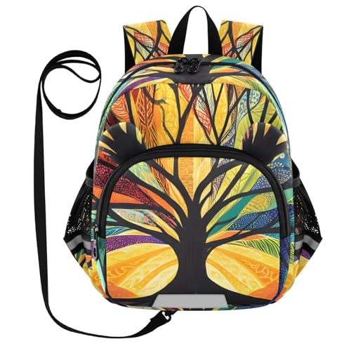 Kid's Backpack for Boys & Girls Toddler Bag Magical Colorful Tree Backpack with Safety Leash