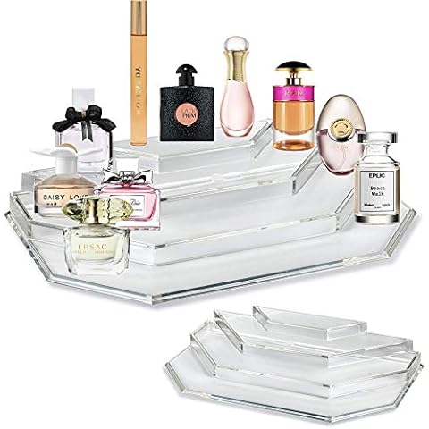byAlegory Acrylic Mini Perfume & Mini Scented Oils Organizer & Vanity Display 4 Tiers for Storing Mini, Travel Size, Rollerball Beauty Perfume Bottles - Clear Cover