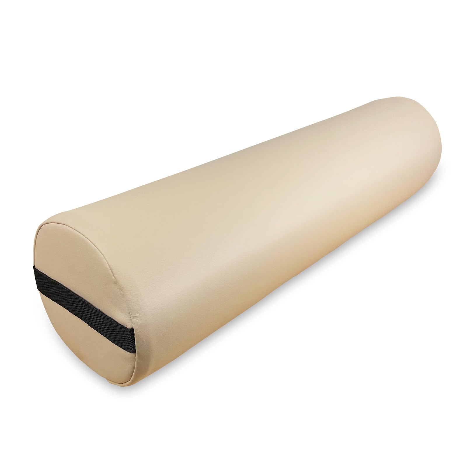Zen – Cojin rulo para camillas de Masaje y Fisioterapia 60x15x15 cm - Cojin cilindrico para Rodillas, Tobillos y Cuello - Cojines cilindricos con Funda de imitación de Cuero PU Crema