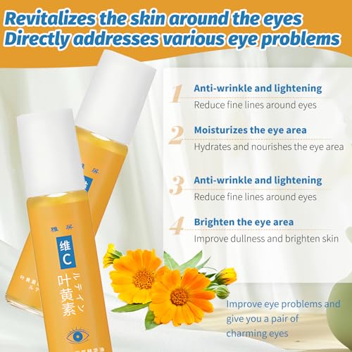 4Pcs Lutein Anti-Falten Serum öL, Lutein Eye Essence Oil Vc Antifalten Serum Beseitigung Von Tränensäcken, Schwellungen Und Dunklen Augenringen, Zur Verbesserung Der Falten, mit Augencremestift