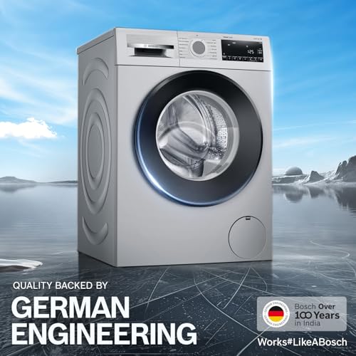 Image of Bosch 9 kg 5 Star Front Load Fully Automatic Washing Machine, AI ActiveWater, Automated Dosing of Detergent(ADOS), Antibacterial Tech, 14 Wash Programs, 53L Large Drum, Silver,WGA242ISIN (2026 Model)
