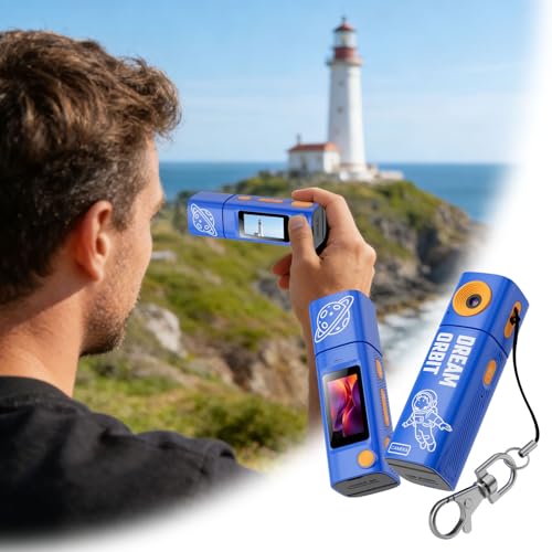 Cámara de pulgar compacta 4K con gran angular azul de 10 x 6 x 3 cm para vídeo portátil 3