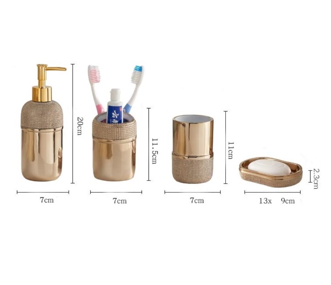 Zestaw Akcesoriów łazienkowych 5 Sztuk Żywicy Zestaw Akcesoriów Łazienkowych Moda Srebrne Koraliki Zdobienie Dekoracji Kreatywne Prezenty Domowe Zestaw łazienkowy (Blue : Gold)