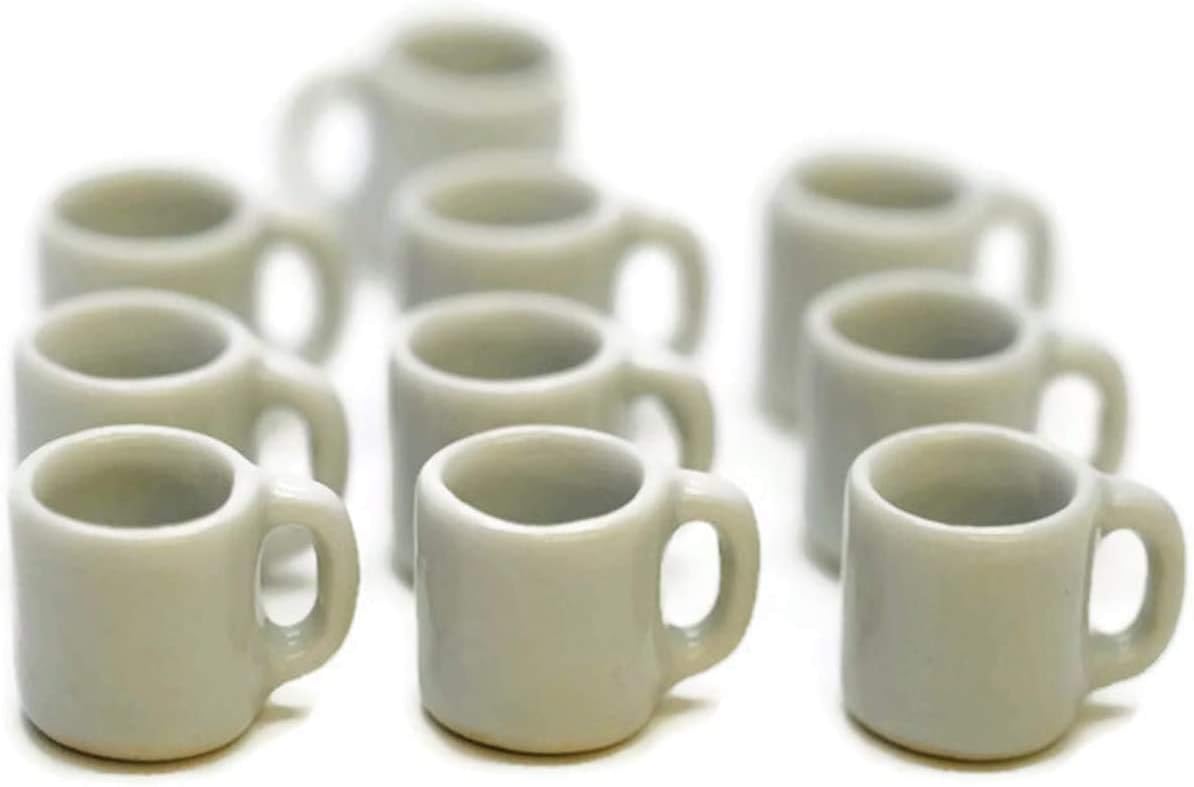 1shopforyou 10-Piece Miniature Ceramic Plate & Bowl Set - Dollhouse Kitchen Accessories, 1-4cm - View #7