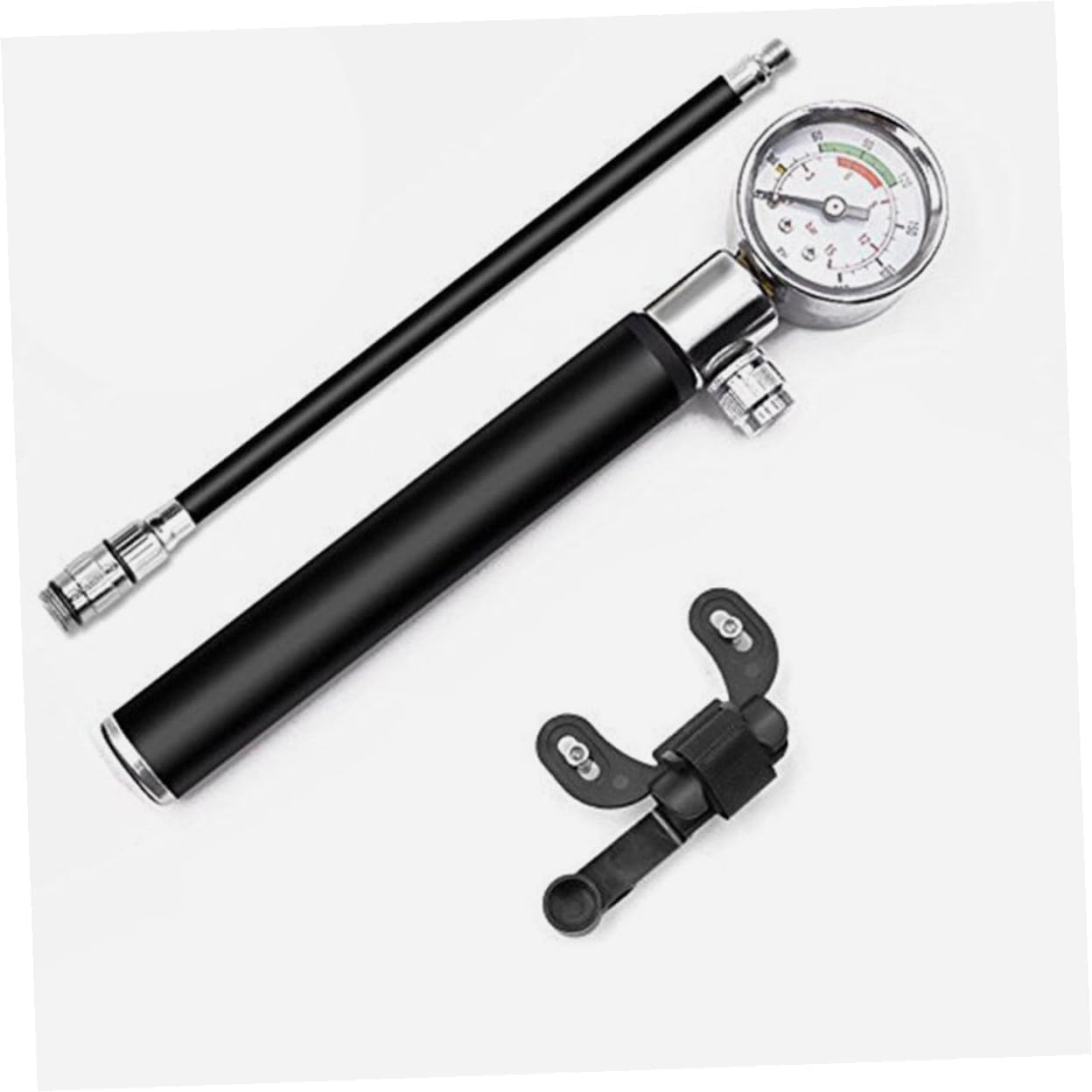 STOBAZA High Pressure Mountain Bike Air Pump with Pressure Gauge Ergonomic Portable Hand Pump for Outdoor Cycling Compatible Valve Bicycle Inflator with Frame Mount Bracket
