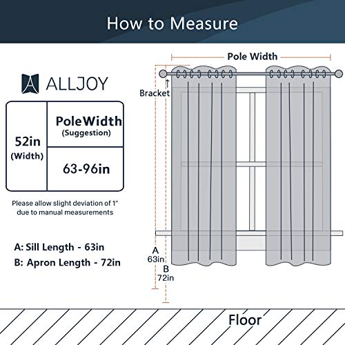 ALLJOY Home Privacy Drape for Living Room Curtains for Bathroom, 2 Panels Grommet Window Sheer Curtains for Bedroom, Linen Textured Semi Voile Drapes for Windows Room Treatments, White, W52 x L72 Inch