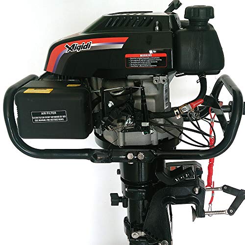 HYYKJ Outboard Motor Boat Engine 6.5 HP 4 Stroke 196CC Outboard Motor Marine Inflatable Fishing Boat Engine with CDI Water Air Cooling System 25\'\' Shaft (6.5 HP 4 Stroke 196CC 25\'\' Shaft)