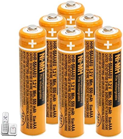 CIEEDE HHR-55AAABU NI-MH AAA Rechargeable Battery for Panasonic 1.2V 550mah 6Pack NiMH AAA Batteries for Panasonic Cordless Phones, Electronics, Remote Controls
