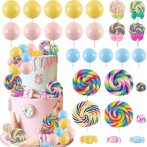 Decoraciones para tartas de caramelos y donas para fiestas infantiles, pack de 28 piezas