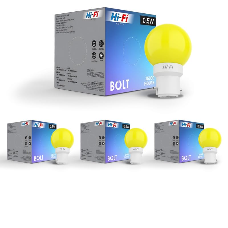 Image of Hi-Fi 0.5W LED Bulb Warm White (3000k) B22 Base | Energy Efficient Zero Watt Light | Decorative Night Lamp for Home, pooja room light & Bedroom Zero Blub (Pack of 4)