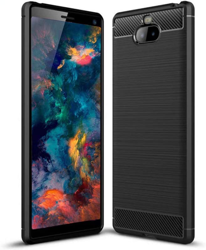 ConnectPoint Case Compatible with Sony Xperia XA3, Perfect Fitting Hybrid Edge to Edge Side Protection Carbon Fiber Back Cover for Sony Xperia XA3 - Black