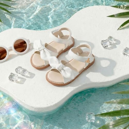 Image of THEE BRON Toddler Girls Sandals Wedding Flower Girl Dress Shoes Open Toe Flats