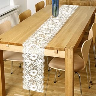 LOOPES 2pcs Wedding Lace Table Runners White Floral Table Runner Vintage Macrame Table Cover Decorration for Wedding Anniversary Reception Bridal Shower Valentines Decor 11 * 118In