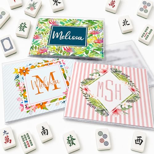 Taikuri Personalized Mahjong Card Sleeves Custom Mahjong Card Holder with Name Durable Protective Cover Gift for Mahjong Lovers