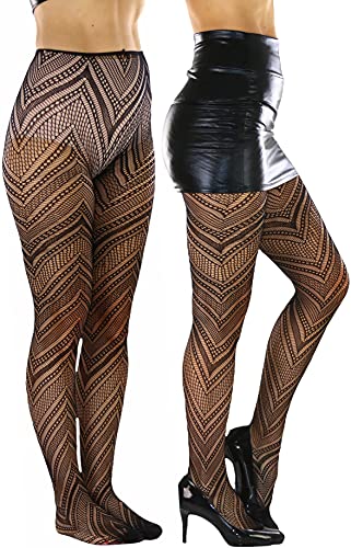 Image of ToBeInStyle Women's Vintage Art Deco Chevron Ornate Design Tights Pantyhose
