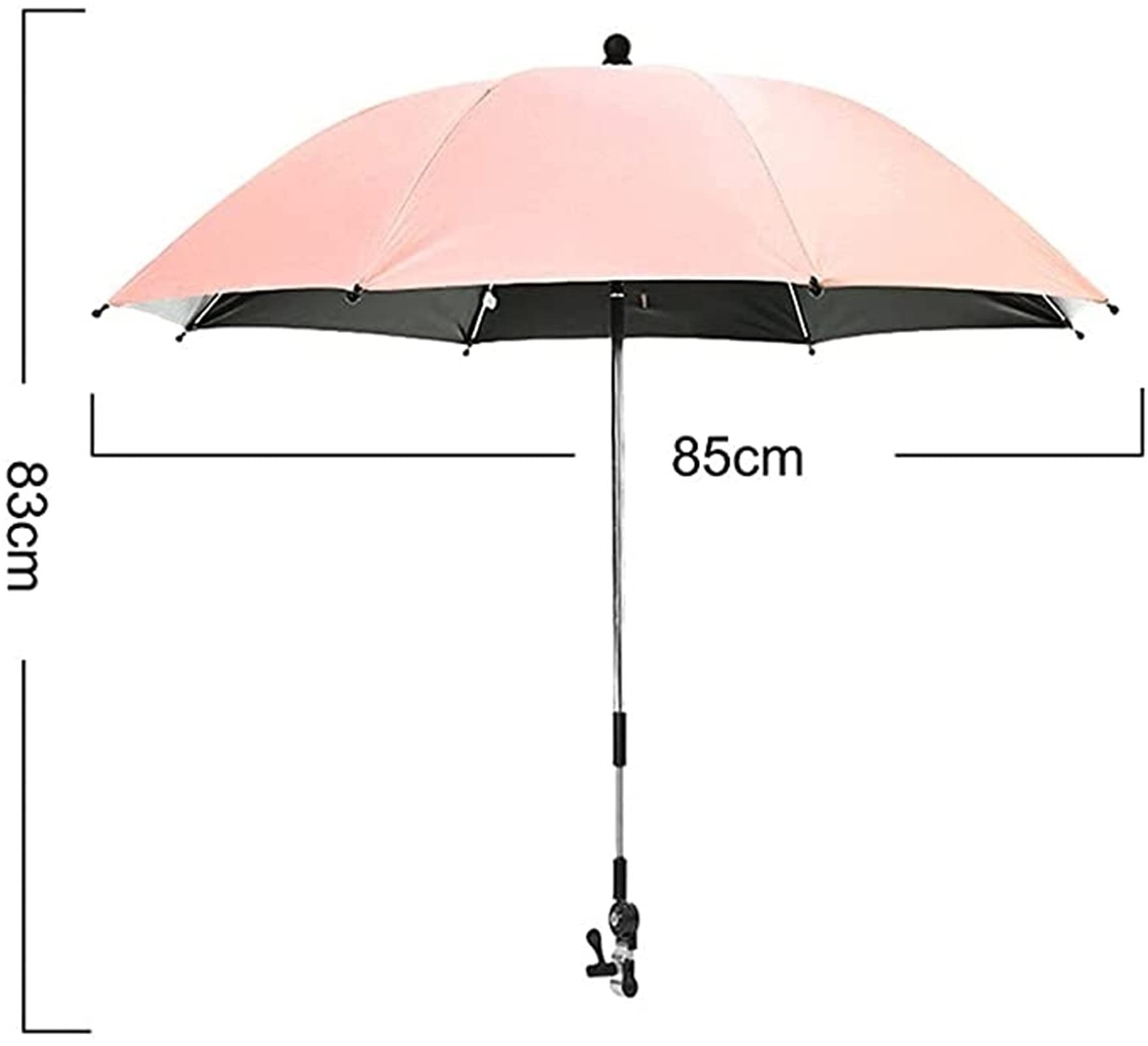 Sombrilla Universal Protección Solar Para Cochecitos Y Carritos - Protección UV Sombrilla 75CM 360 ° Ajustable Para Silla De Paseo Con Paraguas De Tubo Redondo U Ovalado Paraguas Flexible ( Color : Pi