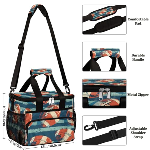 Insulated Picnic Backpack Lunch Box for Women Men Picnic Basket Tote Lunch Bag Picnic Bag Portable Lunch Bags for Picnic, Beach, Work, Trip,Office, Camp Rugby