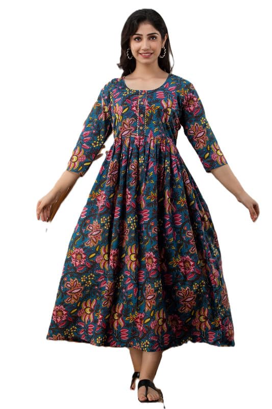 omsha Women's Cotton Floral Printed Anarkali Maternity Kurti for Women Cotton Styl-13-picture-16