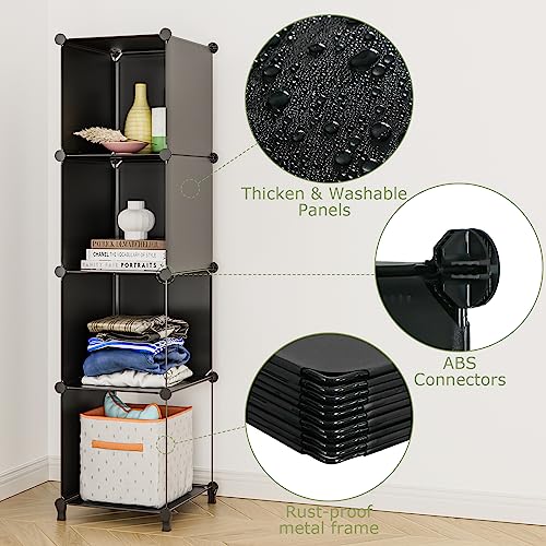 Funlax Cube Storage Shelf, 16 Storage Cubes Closet Organizers And Storage Portable Cube Storage Organizer Plastic Bookshelf Bookcase For Study Room, Bedroom, Office, Black #TOP5