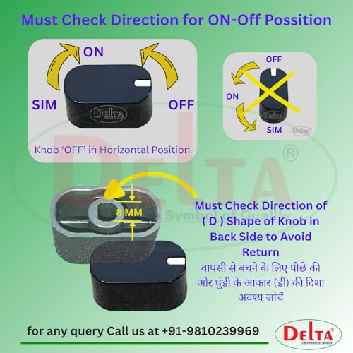 Image of DELTA Universal fit Knob for Gas Stove Replacement Parts | Long Lasting, Smooth Operation, Premium PVC On-Off Push Type 8 MM Spindle Black Knob for All Sleek Slim Modal Gas Stove Pack of 4