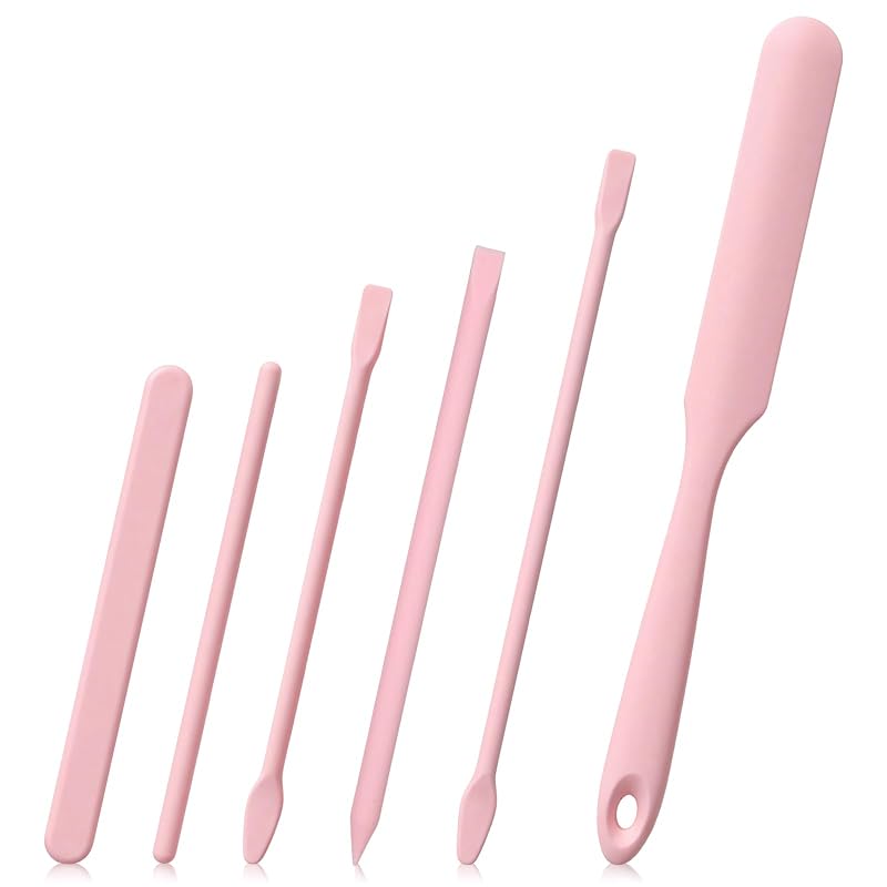 Conjunto Aysatogc com 6 espátulas de silicone para cera, tamanhos variados, rosa